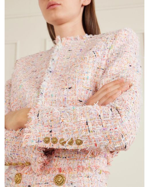 Balmain Pink Tweed Cropped Jacket