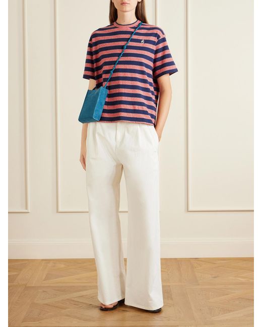 Jil Sander Loogo-Embroidered Striped Cotton T-Shirt