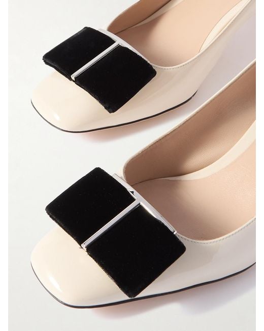 Tom Ford Natural Audrey Embellished Velvet-Trimmed Patent-Leather Pumps
