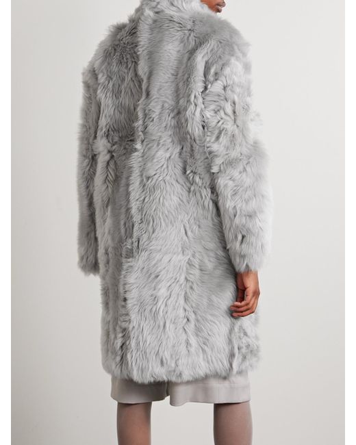 Yves Salomon Gray Mantel Aus Shearling