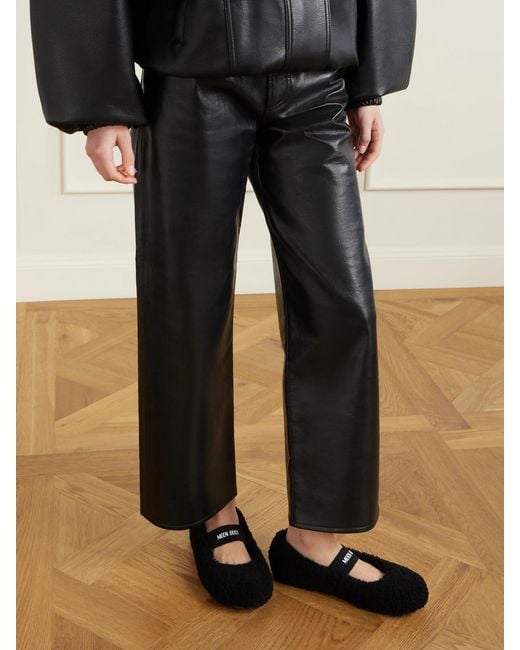 Moon Boot Black Shearling Ballet Flats