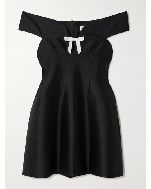 ShuShu/Tong Black Bow-Embellished Cutout Wool And Silk-Blend Mini Dress