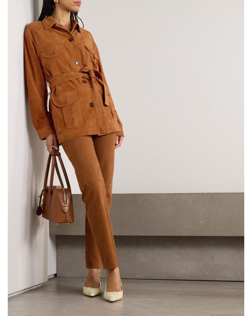 Blazé Milano Brown Viva Paso Hose Mit Geradem Bein Aus Veloursleder