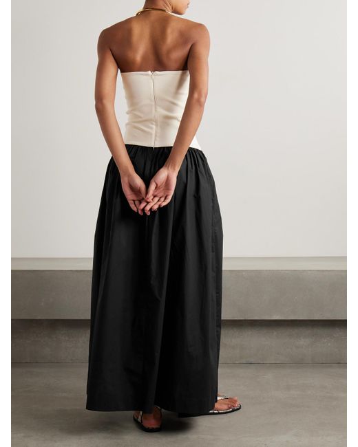 Esse Studios Black Duo Strapless Stretch-Knit And Organic Cotton-Poplin Maxi Dress