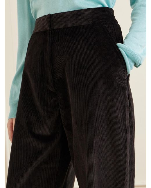 Studio Nicholson Black Grange Cotton-Corduroy Wide-Leg Pants