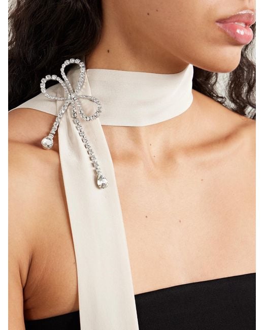 Jennifer Behr White Evelyn Rhodium-Plated Crystal Brooch