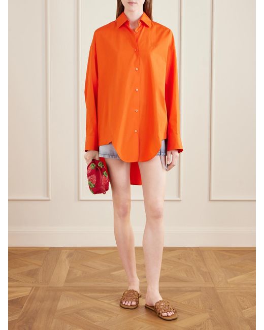 Loewe Orange Paula's Ibiza Anagram Embroidered Cotton Shirt