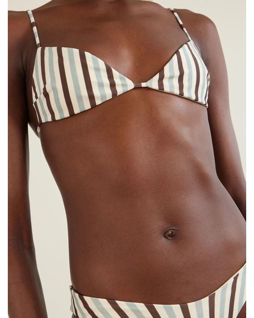 Haight Brown Vitoria Striped Triangle Bikini Top
