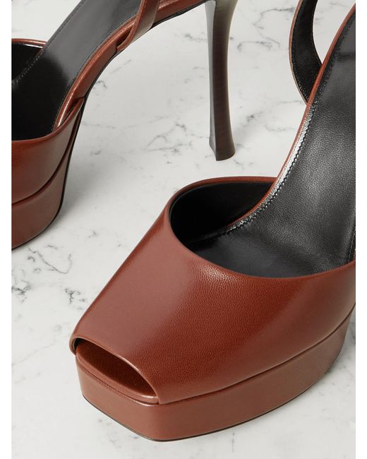 Saint Laurent White La Scandale Sandalen Aus Leder