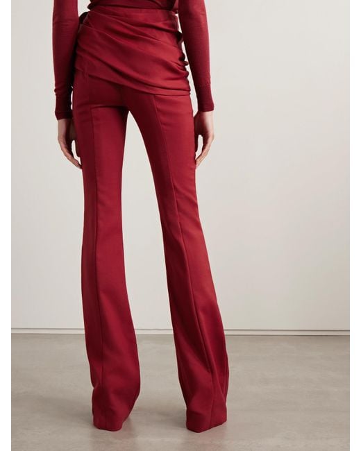 Carolina Herrera Red Bootcut-Hose Aus Einer Wollmischung Mit Falten Und Applikation