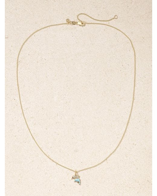 Sydney Evan Natural Dolphin Family 14-karat Gold, Diamond And Enamel Necklace