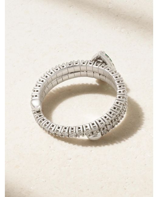AMRAPALI LONDON Green Ring Aus 18 Karat Weißgold Mit Diamanten Und Smaragd