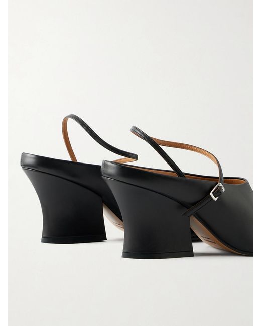 Jil Sander Black Grained-Leather Mules