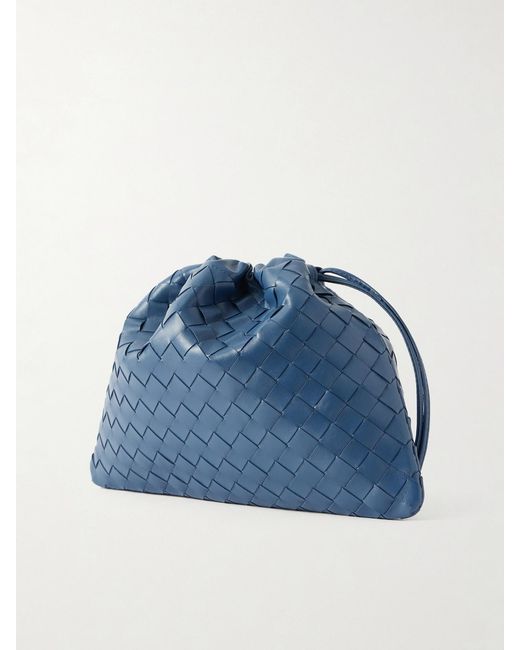 Bottega Veneta Blue Dustbag Intrecciato Leather Pouch
