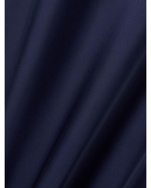 Self-Portrait Blue Belted Crepe-Trimmed Bouclé And Satin Midi Dress