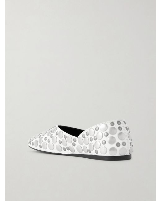 Khaite White Jane Studded Leather Flats
