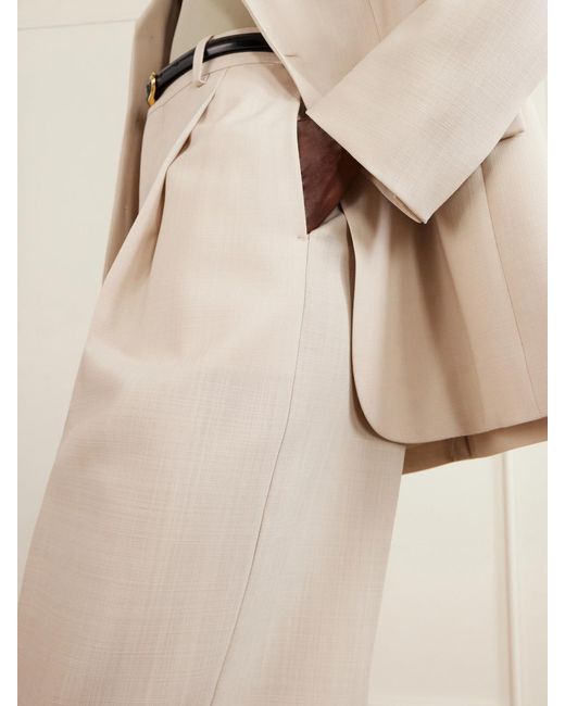 Wardrobe NYC White Pleated Wool Wide-Leg Pants