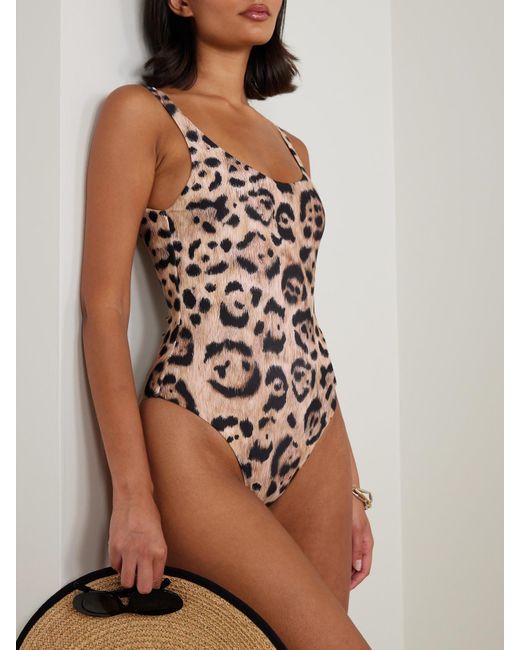 Agua Bendita Natural Gema Leopard-Print Stretch Recycled Swimsuit
