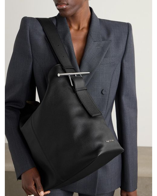 Alexander McQueen Black T-Bar Sling Schultertasche Aus Strukturiertem Leder