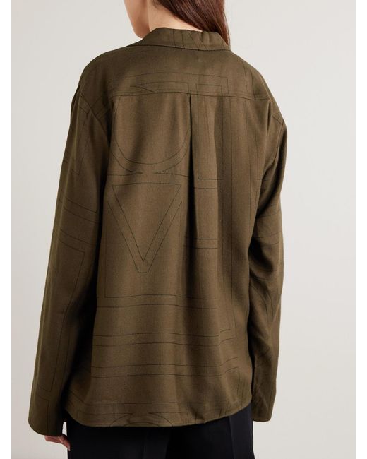 Totême Green Embroidered Modal-Twill Shirt