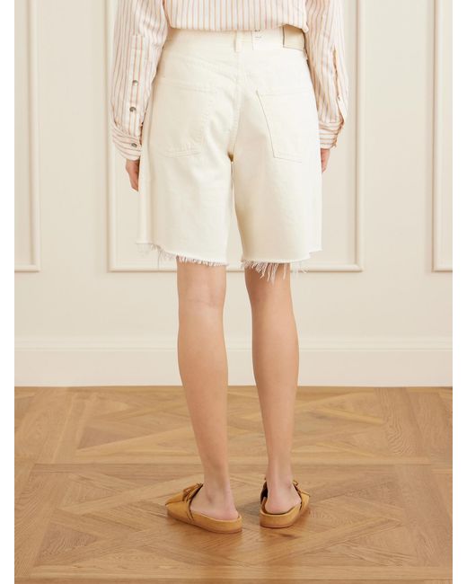Citizens of Humanity White Ayla Frayed Denim Shorts