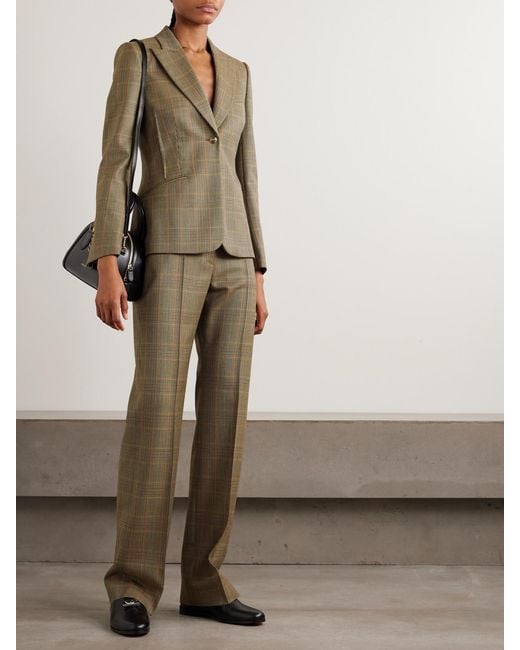 Alexander McQueen Green Prince Of Wales Checked Wool Blazer