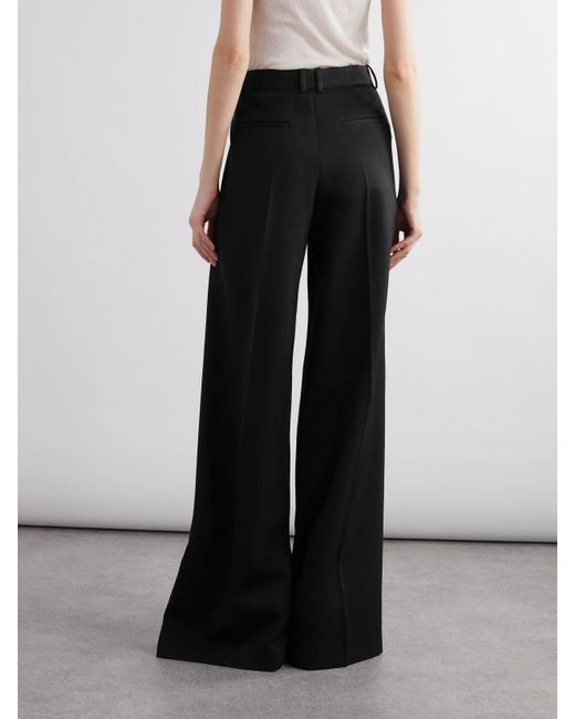 Saint Laurent Black Grain De Poudre Wool Wide-Leg Pants