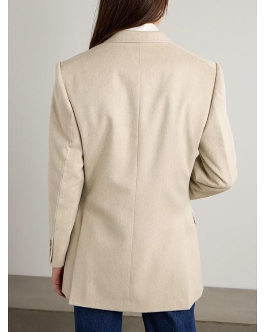 Victoria Beckham Natural Double-breasted Wool And Cashmere-blend Blazer