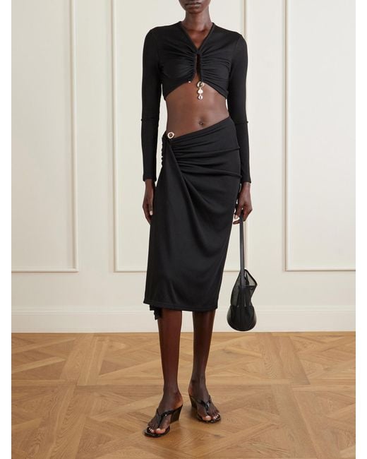 Christopher Esber Black Droplet Crystal-Embellished Ribbed Blouse