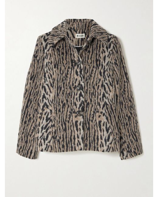 Rixo Multicolor Tommie Leopard-Print Felt Jacket