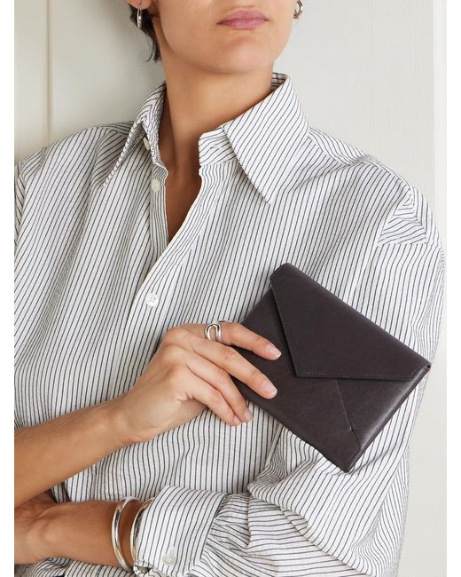 Saint Laurent Gray Textured-Leather Wallet