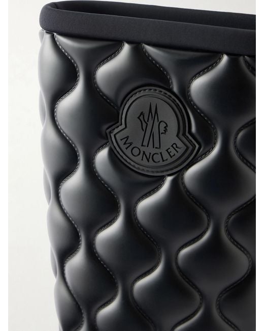 Moncler Black Kickstream Quilt Knee-High Rubber Boots