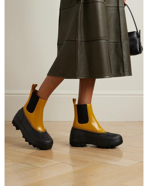 Proenza Schouler Blue Sorel Caribou Leather And Rubber Platform Chelsea Boots