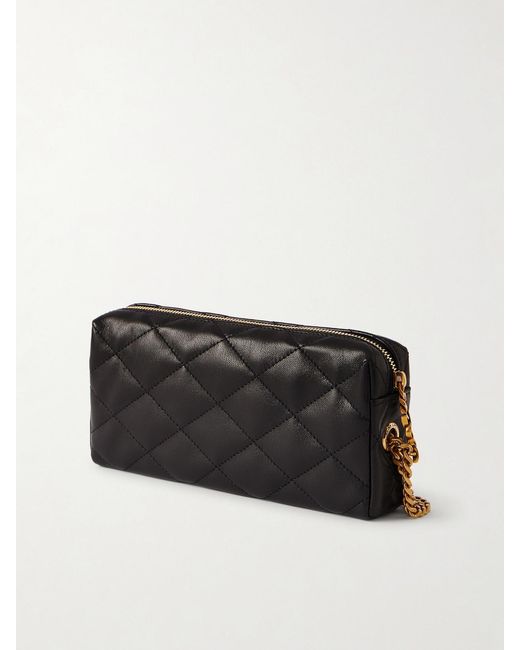 Saint Laurent Black Cassandre Bijou Quilted Textured-Leather Pouch