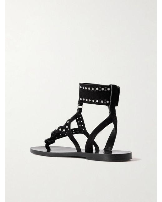 Isabel Marant Black Edil Cutout Studded Suede Sandals