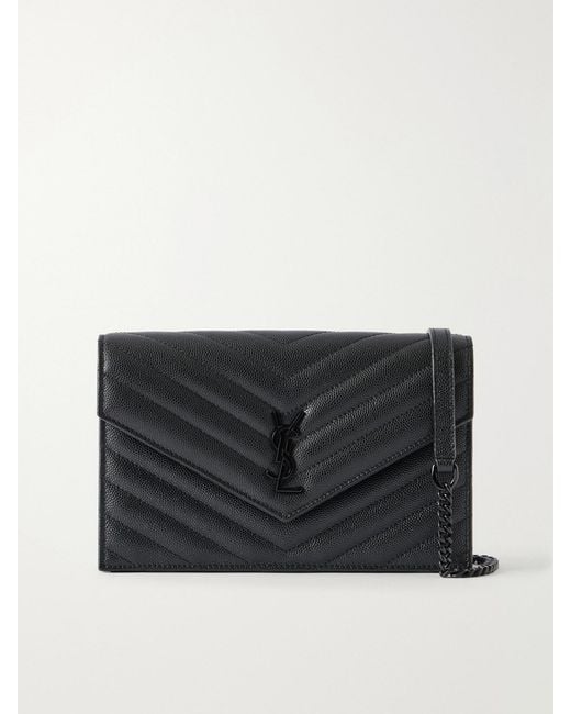 Saint Laurent Black Cassandre Mini Matelassé Leather Shoulder Bag