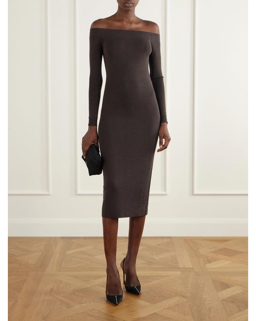 Tom Ford Black Wool And Silk-Blend Midi Dress