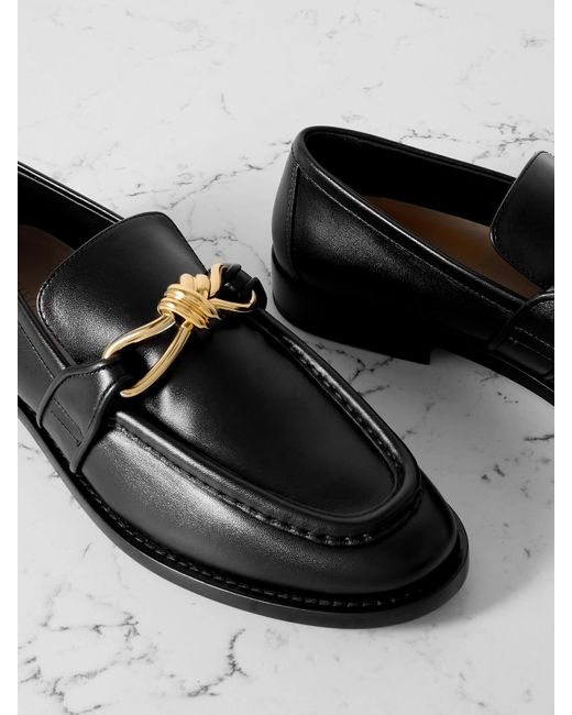 Bottega Veneta Black Astaire Embellished Leather Loafers