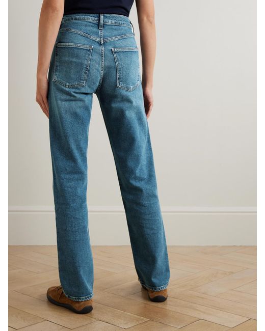 Agolde Blue '90S Pinch Waist Long High-Rise Straight-Leg Jeans
