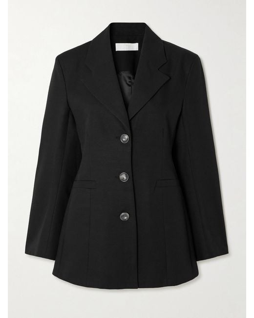 D'Estree Black Aline Linear Cotton-Faille Blazer