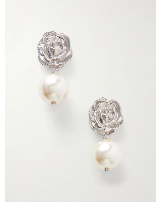 Magda Butrym White Tone Pearl Earrings
