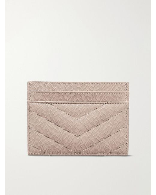 Saint Laurent Natural Monogramme Quilted Textured-Leather Cardholder