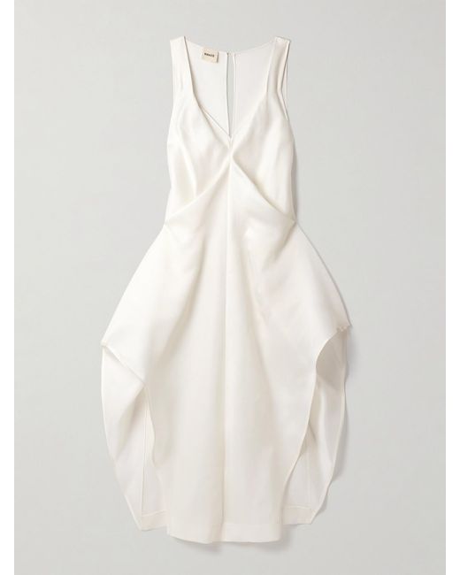 Khaite White Kenith Draped Cotton-Taffeta Gown