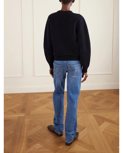 Bottega Veneta Blue Embellished Wool And Cotton-Blend Sweater