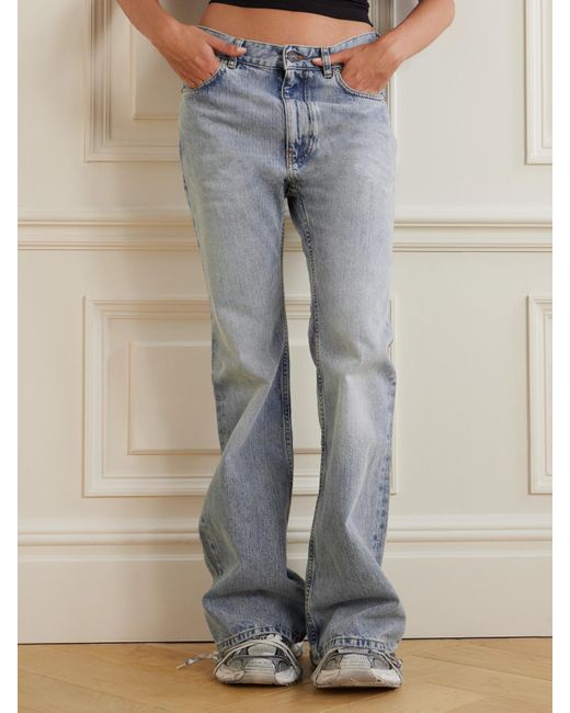 Balenciaga Gray Distressed Low-Rise Flared Jeans