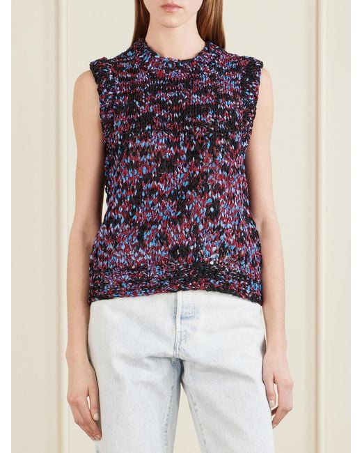 Dries Van Noten Blue Frayed Printed Cotton Vest