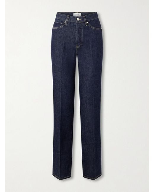 FRAME Blue The Vertical High-Rise Straight-Leg Jeans