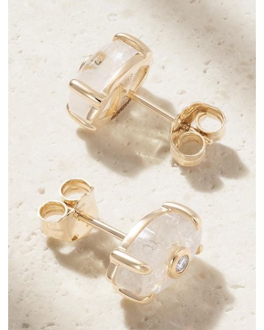 Sydney Evan Natural 14-Karat, Moonstone And Diamond Earrings