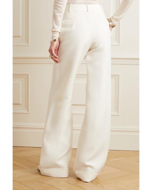 Pantalon Large En Laine Et Soie Mélangées Deeda Adam Lippes en coloris White