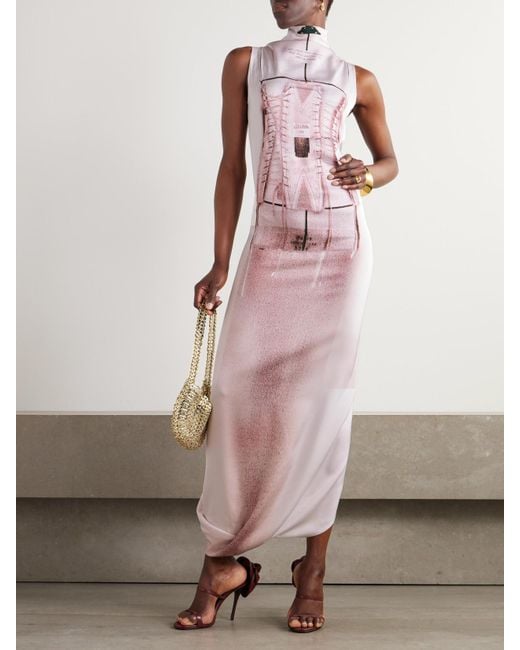 Jean Paul Gaultier Pink Maxikleid Aus Jersey Mit Trompe-L'Œil-Print